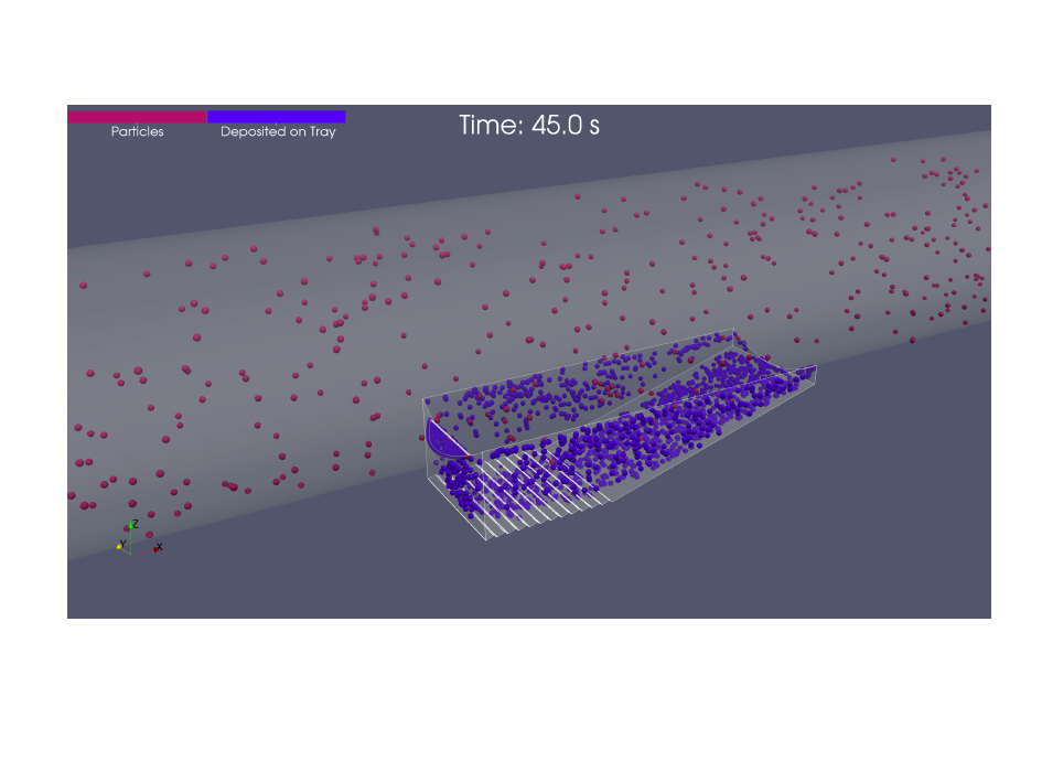 CFD simulation of particles depositing on a capture tray inside an HVAC duct